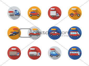 Car sale services round flat color vector icons