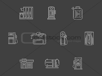 White line filling station vector icons collection