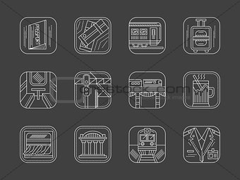 White line railway vector icons collection
