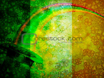 Leprechaun Hat Rainbow Grunge Flag Background