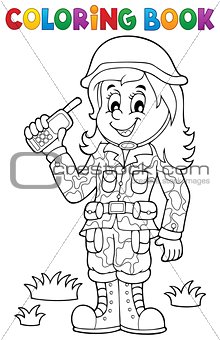 Coloring book female soldier theme 1