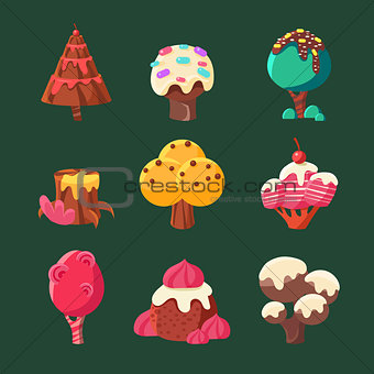 Cartoon Sweet Candy Land Collection. Vector Illustration