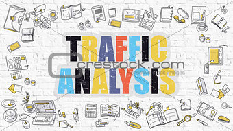 Traffic Analysis Concept. Multicolor on White Brickwall.
