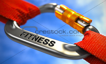 Chrome Carabiner Hook with Text Fitness.
