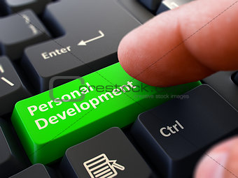 Press Button Personal Development on Black Keyboard.