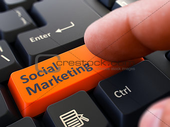 Press Button Social Marketing on Black Keyboard.