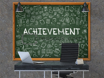 Achievement Concept. Doodle Icons on Chalkboard.