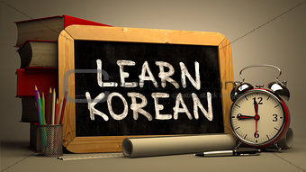 Learn Korean Handwritten on Chalkboard.