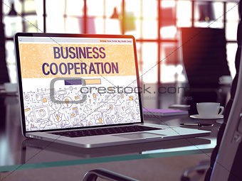 Business Cooperation Concept on Laptop Screen.