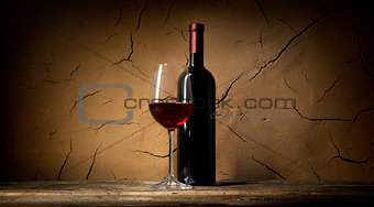 Clay wall and wine