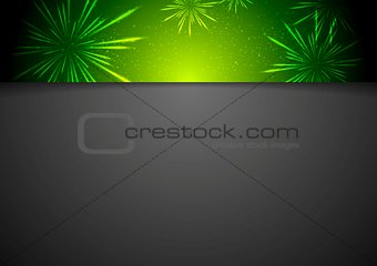 Black vector background with fireworks on header