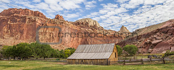 Panorama of the Gifford barn in Capitol Reef