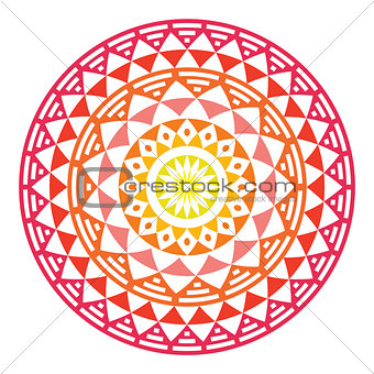 Tribal Aztec geometric pattern or print in circle - ombre