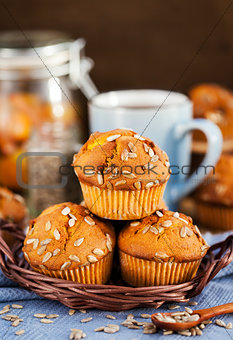 Fresh homemade delicious pumpkin muffins