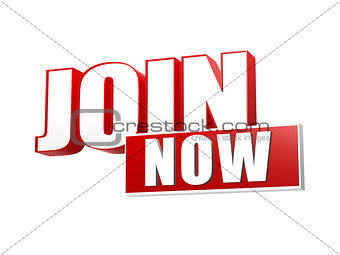 join now in 3d letters and block banner