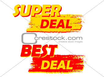 super and best deal, yellow and red drawn labels