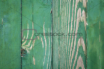 Vintage green weathered wooden fence texture