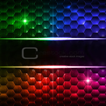 abstract multicolored hexagons background with text space