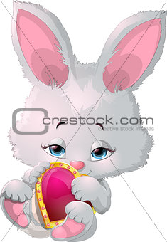 cute bunny holding a heart