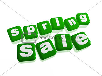spring sale - text in green cubes