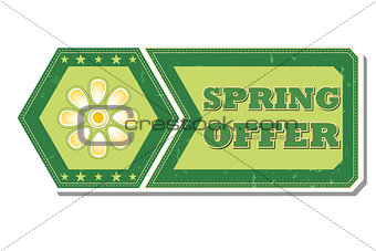 spring offer with flower  - retro green label