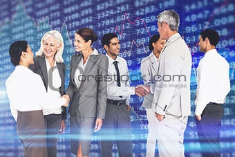 Composite image of business people speaking together