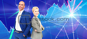 Composite image of  smiling business people back-to-back