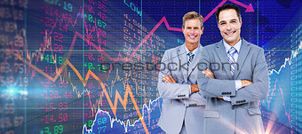 Composite image of  business team standing arms crossed