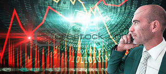 Composite image of businessman calling on the phone