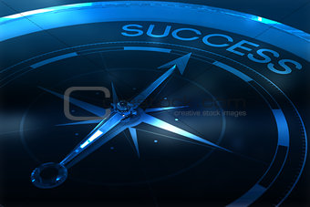 Composite image of compass pointing to success