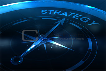 Composite image of compass pointing to strategy
