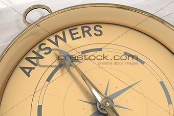 Composite image of compass pointing to answers