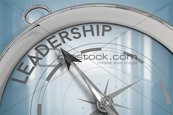 Composite image of compass pointing to leadership