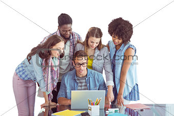 Composite image of fashion students working as a team