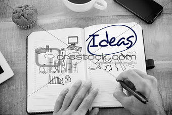 Ideas  against business and cityscape
