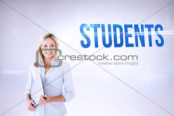 Students against grey background