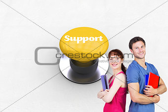 Support against yellow push button