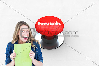 French against digitally generated red push button