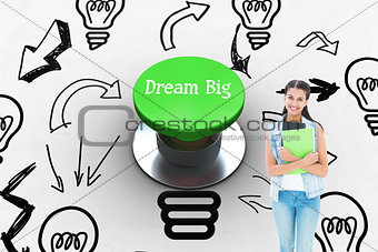 Dream big against digitally generated green push button