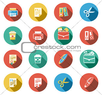 Business and Office Flat Icons Set
