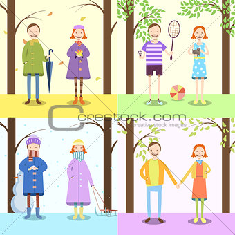 Children, four seasons
