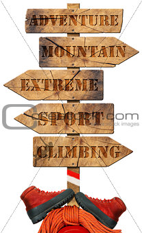 Climbing - Wooden Directional Sign