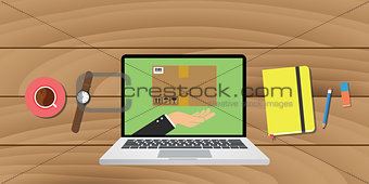 online delivery ecommerce with laptop notes pencil