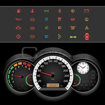 car speedometer night panel
