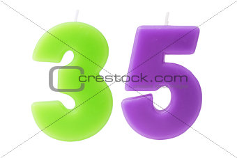 35th birthday candles isolated 