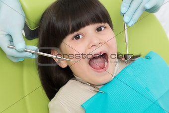 Little girl at dentist's office