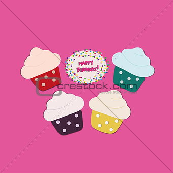 Four Cupcakes  on pink background