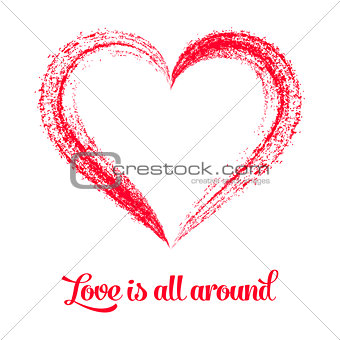 Red vector stylized heart on white