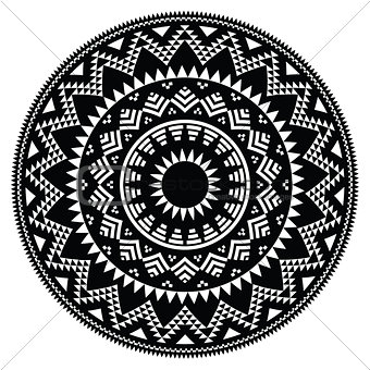 Tribal folk Aztec geometric pattern in circle