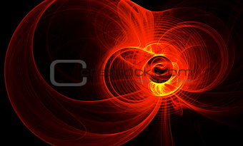 Abstract figure from round, red waves and plasma. Fractal art graphics